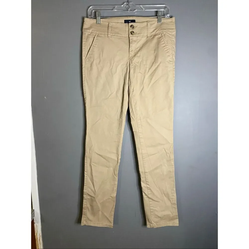 American Eagle Brown Kakhi Skinny Stretch Pants Size 4 NWOT